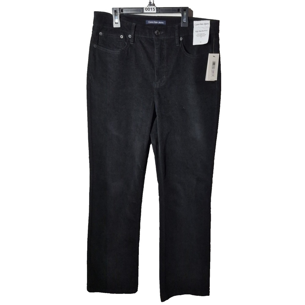 Calvin‎ Klein High Rise Boot Cut Jeans Womens Black 32 Corduroy  NEW